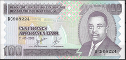 BURUNDI  UNC  100 FRANCOS  2006  PREFIX KC  P37E - Burundi