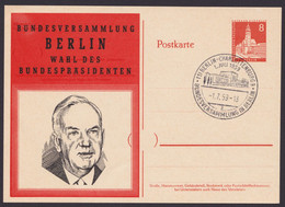 Mi-Nr. P42, Zudruck Und Sst "Wahl Des Bundespräsidenten", 1.7.59 - Postkarten - Gebraucht