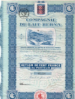 COMPAGNIE DU LAIT BERNA  -ACTION DE CENT FRANCS - ANNEE 1920 - Landbouw