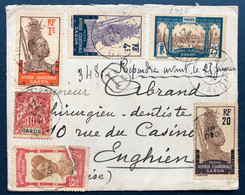 France Colonies Françaises Lettre Gabon 1915 Groupe N° 20 & 49,51, 55, 56 & N°64 Obl Libreville Pour Enghein Superbe - Briefe U. Dokumente