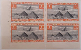 Egypt, 1933, Air Plain Over Pyramids, 1 M. Block 4 , As Photo, MNH ** - Unused Stamps