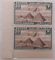 Egypt, 1933, Air Plain Over Pyramids, 20 M. Pair , As Photo, MNH ** - Unused Stamps