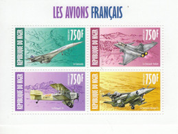 Niger 2013  -  Les Avions Francais - Concorde-Dassault Rafale-Bréguet 14-Mirage F1  -  4v  Feuillet Neuf/Mint/MNH - Vliegtuigen