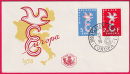 Belgien 1117 - 1118 Ersttagsbrief, 13. 9. 1958, Europa (Nr. 109) - 1951-1960