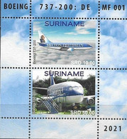 SURINAME, 2021, MNH, PLANES, BOEING 737-200, S/SHEET - Airplanes