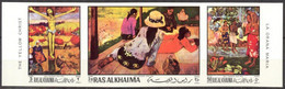 {UR008} Ras-al-Khaima Art Paintings Gauguin Set Of 3 Imperf. MNH - Ra's Al-Chaima