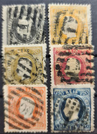 PORTUGAL 1870-74 - Canceled - Sc# 34, 35, 39, 41, 44, 46 - Usado