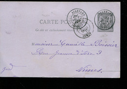 Entier Postal YT 89-CP2 - Cachet Allevard (Isère) Du 12 Juin 1888 - Tarjetas Precursoras