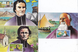 POLYNESIE :  Carte Maximum : Série Complète Grands Missionnaires Catholiques  Oblitération Papeete 1987 - Cartoline Maximum