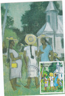 POLYNESIE : Carte Maximum : Peintres En Polynésie  " Sortie De Culte " J. Boulaire Oblitération Papeete 1984 - Maximum Cards