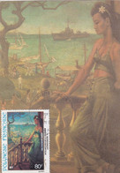 POLYNESIE : Carte Maximum : Peintures Du 20ème Siècle " Arrivée D'un Escorteur " N. Mordvinoff Oblitération Papeete 1983 - Cartoline Maximum