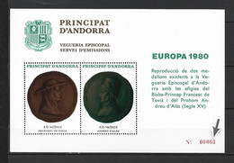 ANDORRA VEGUERIA EPISCOPAL HOJITA RECUERDO Nº 4 - EUROPA 1980 VARIEDAD NUMERACIÓN EN ROJO MUY RARA(    F.V.)   ) - Episcopale Vignetten