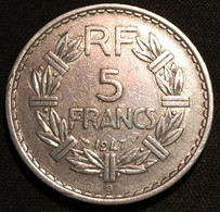 FRANCE - 5 FRANCS 1947 B - Lavrillier - Aluminium - Gad 766 - KM 888b.2 - ( 9 Ouvert ) - 5 Francs