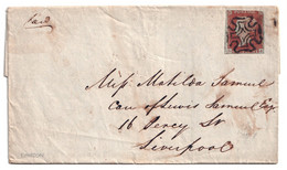 1844 Great Britain 1d Red Complete Letter Pl. 38 L-J With J Flaw - Storia Postale