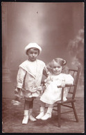 VIEILLE PHOTO MONTEE SURREALISME - JOLIE PETITE FILLE ET GARCON - MODE - FORMAT CPA - Ancianas (antes De 1900)