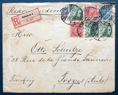 Danemark Lettre Recommandé De 1904 Avec N°35 X3, 36, 37 & 43 Obl De Copenhague Pour Troyes En France, Au Dos Vignette - Lettres & Documents