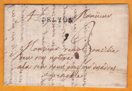 1744 - Marque Postale DELYON 30x5mm Sur Lettre Pliée Avec Correspondance De 3 Pages De Lyon Vers Grenoble - Taxe 3 - 1701-1800: Précurseurs XVIII