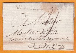 1781 - Marque Postale TARASCON  41x5mm Sur Lettre Avec Correspondance  Vers Aix - Taxe 4 - 1701-1800: Precursores XVIII