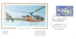 Enveloppe 1er Jour Hélicoptère Gazelle Au Bourget Du 31.05.1975 Timbre YT N° 1805 - 1970-1979