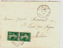 RUMILLY Haute Savoie Lettre Paire De Carnet 5c Vert Semeuse Avec Bordures Yv 137c Ob 7 1 1915 - Briefe U. Dokumente