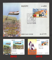 Egypt - 2012-13 - UNIQUE FDC - Error - Issue Of 2013 On FDC Of 2012 - 25 January Revolution - Lettres & Documents