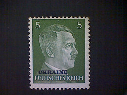 Russia, Scott #N44, Mint (*), 1941, Hitler Overprint Ukraine, 5pf, Deep Yellow Green - 1941-43 Deutsche Besatzung