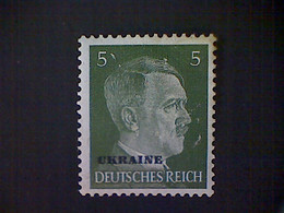 Russia, Scott #N44, Mint (*), 1941, Hitler Overprint Ukraine, 5pf, Deep Yellow Green - 1941-43 Bezetting: Duitsland