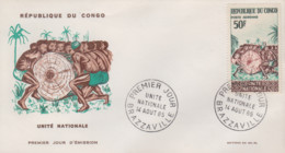 Enveloppe  FDC  1er  Jour   CONGO    Unité   Nationale     1965 - FDC