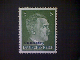 Russia, Scott #N44, Mint (*), 1941, Hitler Overprint Ukraine, 5pf, Deep Yellow Green - 1941-43 Occupation: Germany