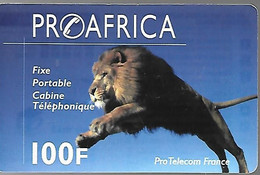 CARTE²-PREPAYEE-PROAFRICA-100F LION-Gratté-TBE- - Jungle