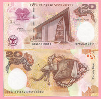 Papua New Guinea P-36a, 20 Kina, 35th Anniversary, Parliment, Boar, Conches UNC - Papua Nuova Guinea