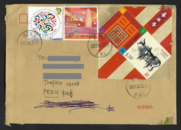 China Cover With Year Of The Ox Stamps Sent To Peru - Used Stamps