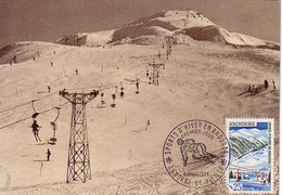 ANDORRE - CARTE MAXIMUM - SPORTS D'HIVER - 2 AVRIL 1968. - Maximumkaarten