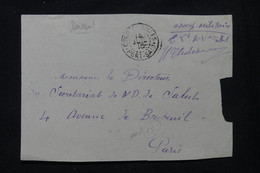 PORT SAÏD - Devant D'env En FM De Port Saïd - 1915 Pour Paris, Oblitération Corresp. D'Armées - Défaut - L 104737 - Brieven En Documenten