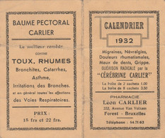 FOREST  BAUME PECTORAL CARLIER  PETIT CALENDRIER - Petit Format : 1921-40