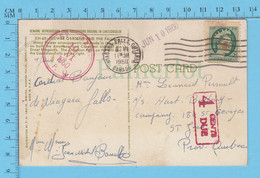 Postage Due, Red Postmark, 4 Cents Due & Red Cover, St-Jean 1960, Niagara Falls, On A Postcard - Segnatasse