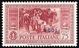 ITALIA ISOLE DELL'EGEO RODI 1932 GARIBALDI 75 CENT. (Sass. 25) NUOVO MNH ** OFFERTA - Egeo (Rodi)