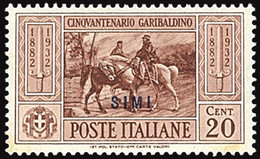 ITALIA ISOLE DELL'EGEO SIMI 1932 GARIBALDI 20 CENT. (Sass. 18) NUOVO MNH ** OFFERTA - Aegean (Simi)