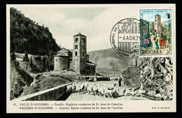 ANDORRE ANDORRE Véritable Carte Maximum CANILLO 1975 Espana 75 -4 ABR.75 Sur Carte Postale édit. Claverol N° 45  SUP. - Lettres & Documents