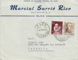 3628   Carta   Privada   Elda  1952,Alicante , Marcial Sarrio Rico - 1951-60 Briefe U. Dokumente