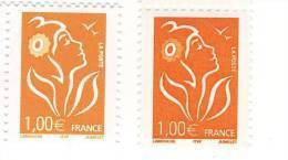 Lamouche 1 € ITVF YT 3739 + 3739a Paire Type I + Type II . Voir Le Scan. Cotes YT : 11 € , Maury N° 3721 I + II : 13 € - Varieties: 2000-09 Mint/hinged