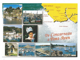 De CONCARNEAU à PONT-AVEN - Carte Multivues > N° 9935 YCA Caoudal éditeur - Trégunc - Nevez - Kerfany - St-Philibert ... - Trégunc