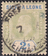 1905 SIERRA LEONE KEVII 2/- GREEN & ULTRAMARINE (SG # 96) VF USED - Sierra Leona (...-1960)