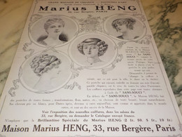 ANCIENNE PUBLICITE LES POSTICHES COIFFURE DE MARIUS HENG 1910 - Accessories