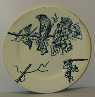 ANCIENNE ASSIETTE TERRE De FER HB & Cie OISEAU Sur BRANCHE Vigne BLEUE VITRINE COLLECTION DECO - Terre De Fer (FRA)