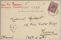 39931 - SIERRA LEONE -  POSTAL HISTORY  - POSTCARD To FRANCE -   FREETOWN  1902 - Via S/S BONA - Sierra Leona (...-1960)