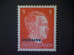 Russia, Scott #N46, Mint (*), 1941, Hitler Overprint Ukraine, 8pf, Red - 1941-43 Deutsche Besatzung