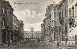 Tirlemont Rue De La Station Rails Du Tram Animée Voyagé En 1919 - Tienen