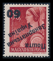 ** Ungvár II. 1945 Nagyasszonyok 60/30f Fordított Felülnyomással (15 Db Ismert) / 60/30f With Inverted Overprint. Signed - Otros & Sin Clasificación