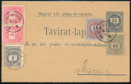 1890 35kr Díjjegyes Zárt Táviratlap 56kr 4 Színű Előoldali Díjkiegészítéssel "BALATON-EDERICS" - Ebben A Formában Ritkán - Otros & Sin Clasificación